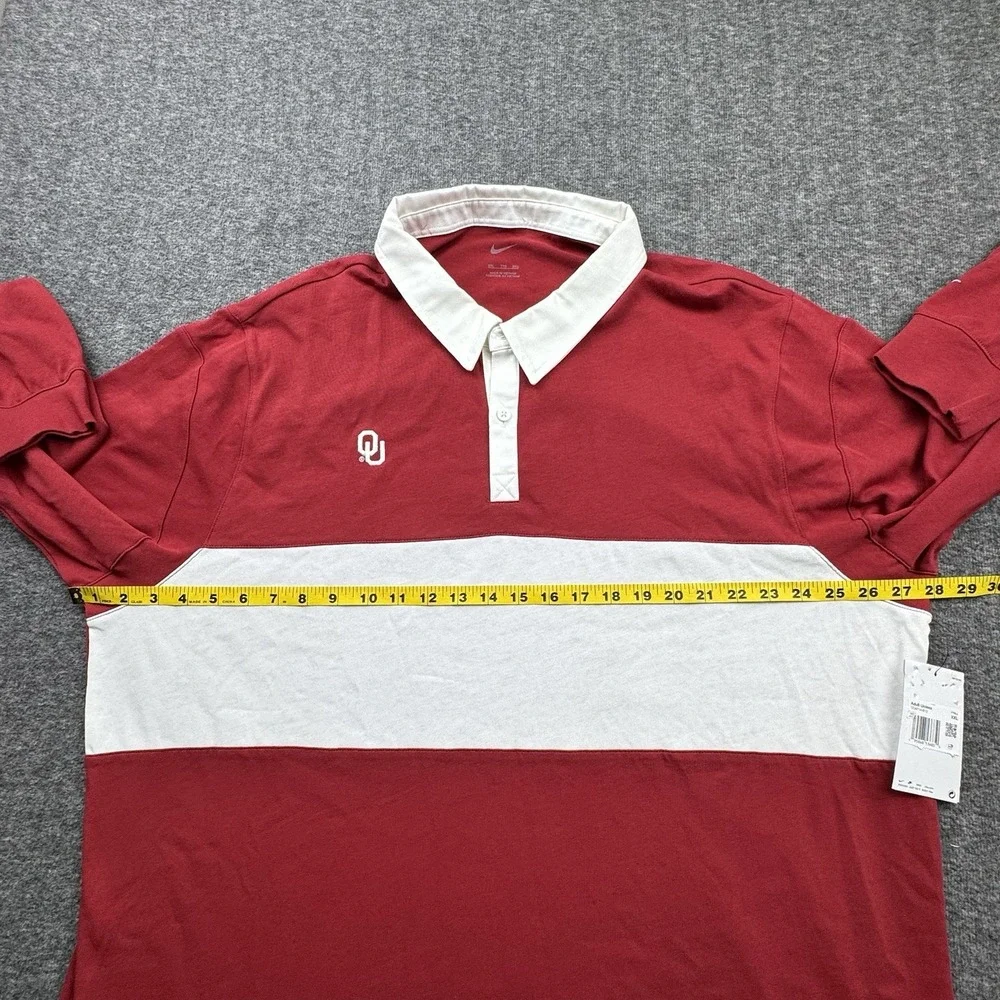 Oklahoma Sooners Nike Campus Collection Rugby Polo Shirt Size XXL Long Sleeve‎